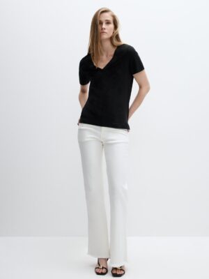 Charcoal Linear V-Neck Architectural Tee