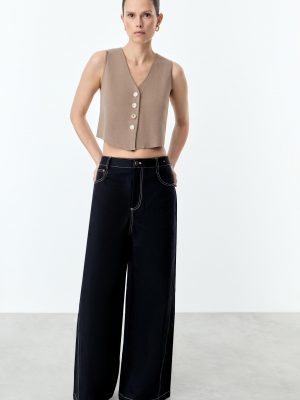 Amethyst Zenith Architectural Buttoned Knit Vest